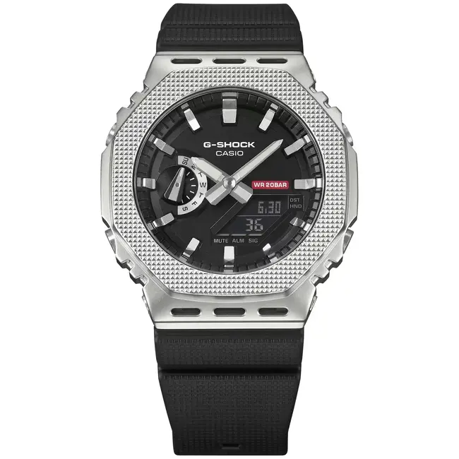 Casio G-Shock Casio G-Shock Horloge GM-2100M-A1AER Staal Digitaal Analoog 200m Waterdicht met Rubberen Horlogeband