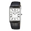 Seiko Seiko Horloge SWR103P1 Staal Vierkant Quartz met Saffier Glas 50m Waterdicht en Zwart Leren Horlogeband 22x38mm