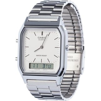 Casio G-Shock Casio Horloge AQ-230A-7DMQYES Vintage Quartz met Witte Wijzerplaat en Stalen Band