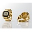 Casio G-Shock G Shock Horloge Ring CRW-001G-9ER Staal met Geelgouden Plating Digitaal Special One Size Fits All