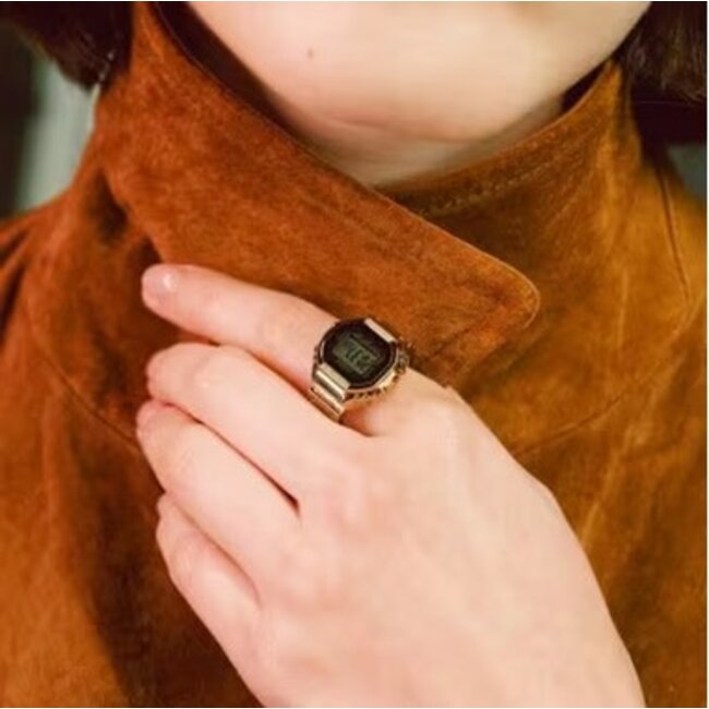 Casio G-Shock G Shock Horloge Ring CRW-001G-9ER Staal met Geelgouden Plating Digitaal Special One Size Fits All