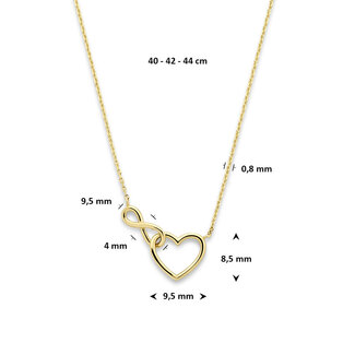 The House Of Blinckers THOB Collier 40.35628 14k Geelgoud Hart met Infintie Teken 40-42-44cm