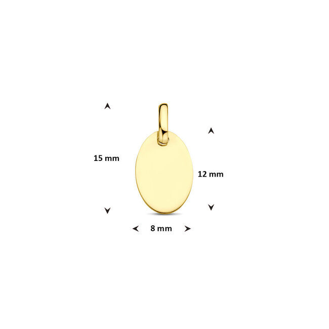 Blinckers Jewellery Huiscollectie BJ Hanger 40.22367 14k Geelgoud Ovaal Graveerbaar 8mm x 12mm
