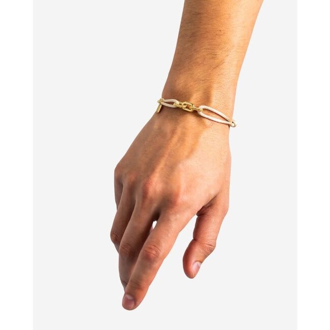 Buddha to Buddha Buddha to Buddha Armband 133BE GV M Katja Cord Beige met Zilver met Geelgouden Plating