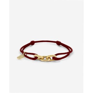 Buddha to Buddha Buddha to Buddha Armband 133RD GV M Katja Cord Rood met Zilver met Geelgouden Plating
