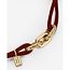Buddha to Buddha Buddha to Buddha Armband 133RD GV M Katja Cord Rood met Zilver met Geelgouden Plating