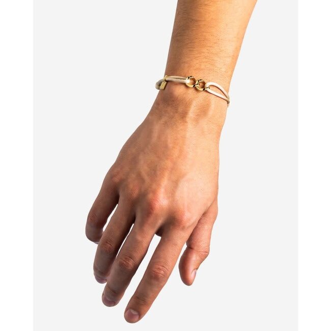 Buddha to Buddha Buddha to Buddha Armband 135BE GV M Chain XS Cord Beige Zilver met Geelgouden Plating
