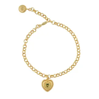 24KAE 24Kae Armband 22497Y Zilver met Geelgouden Plating Hart met Groene Steen
