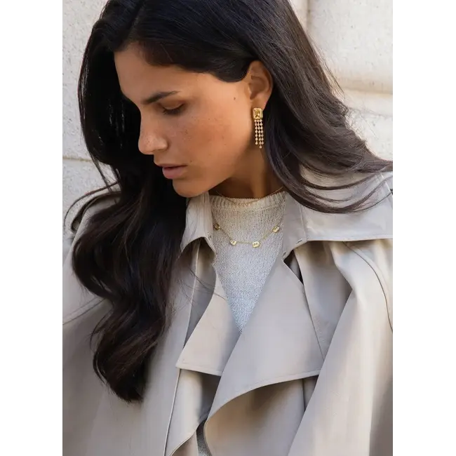 24KAE 24Kae Oorbellen 424146Y Zilver met Geelgouden Plating Gekleurde Steen en Kettingen met Zirkonia