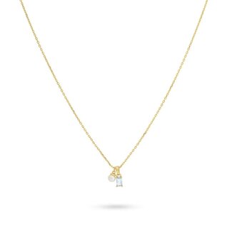 24KAE 24Kae Collier 32497Y Zilver met Geelgouden Plating met Gekleurde Steen en Zoetwaterparel 40-45cm