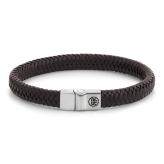 Rebel & Rose Rebel & Rose Armband RR-M0063-S-L Full Metal Herringbone 9mm Brown Matt Maat L
