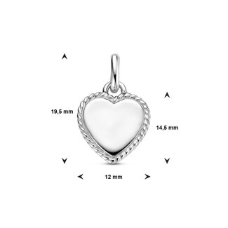 Blinckers Jewellery Huiscollectie BJ Hanger 13.38826 Zilver Hart met Gedraaide Rand 19.5x14.5mm