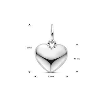 Blinckers Jewellery Huiscollectie BJ Hanger 13.39905 Zilver Bol Hartje 13.5x8.5x7.5mm