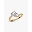 Pandora Pandora Ring 161198C01 Zilver met Goudkleurige Plating Dubbel Hart Zirkonia Maat 50