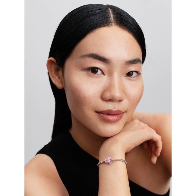 Pandora Pandora Bedel 794433C01 Zilver met LOVE in Roze Vierkant