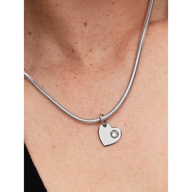 Pandora Pandora Bedel 794295C04 Zilver Hart met Clear Zirkonia Geboortemaand April