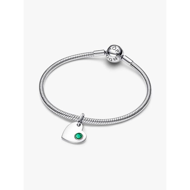 Pandora Pandora Bedel 794295C05 Zilver Hart met Groen Zirkonia Geboortemaand Mei