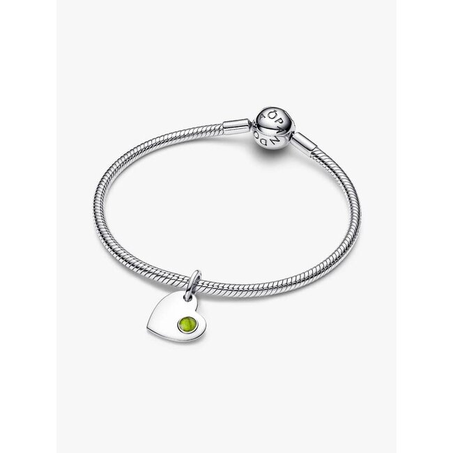 Pandora Pandora Bedel 794295C08 Zilver Hart met Groene Steen Geboortemaand Augustus