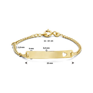 Blinckers Jewellery Huiscollectie BJ Armband 80.00343 9k Geelgoud Plaatarmband met Hart Gourmette 13cm