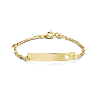 Blinckers Jewellery Huiscollectie BJ Armband 80.00343 9k Geelgoud Plaatarmband met Hart Gourmette 13cm