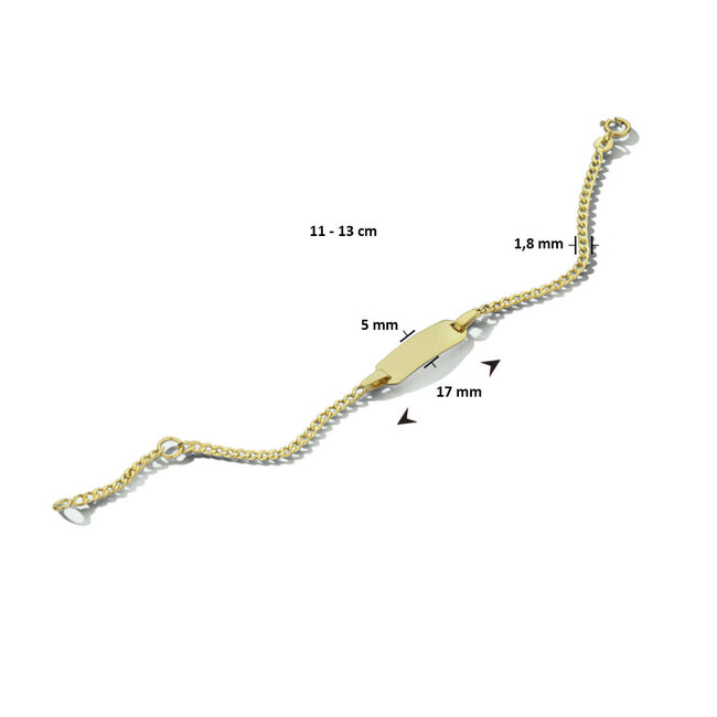 Blinckers Jewellery Huiscollectie BJ Armband 80.00339 9k Geelgoud Plaat Armband Gourmette 13cm