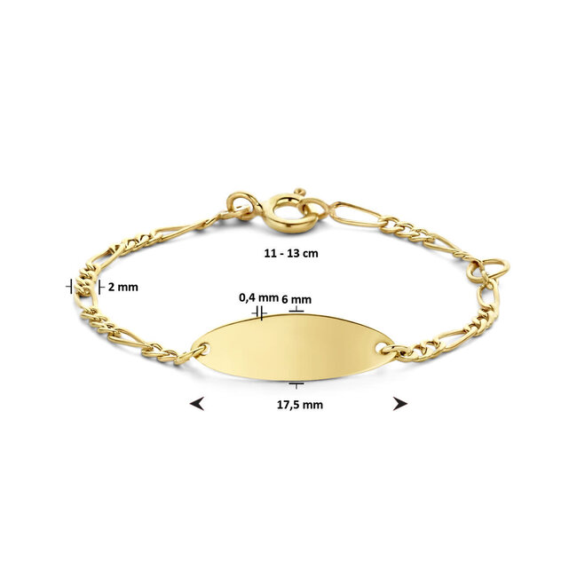 Blinckers Jewellery Huiscollectie BJ Armband 80.00338 9k Geelgoud Plaatarmband Ovaal Figaro 13cm