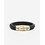 Buddha to Buddha Buddha to Buddha Armband 544BL GV G Ben Leer Zwart Zilver met Geelgouden Plating Maat G