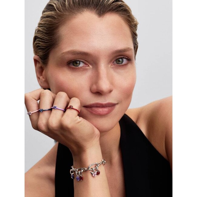 Pandora Pandora Bedel 793042C05 Zilver Hart met Rood Salsa Kristal