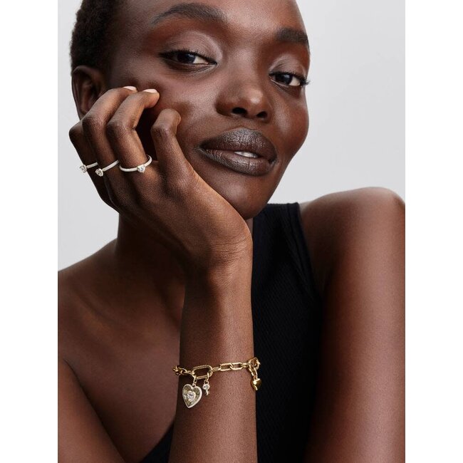 Pandora Pandora Bedel 764339C01 Zilver met Geelgouden Plating Sleutel met Zirkonia