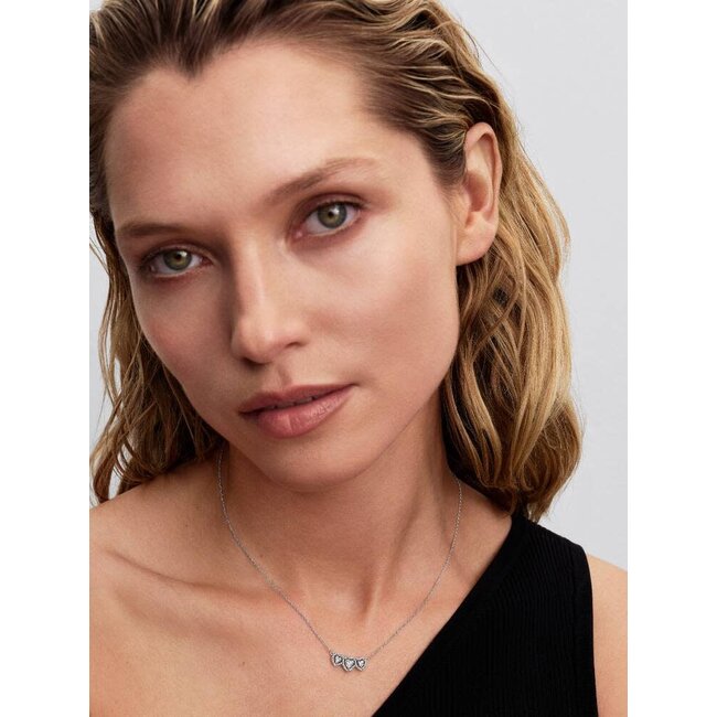 Pandora Pandora Collier 394412C01-45 Zilver Halo Hart Drietal met Zirkonia 45cm