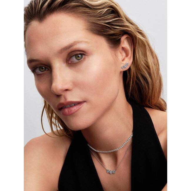 Pandora Pandora Collier 394412C01-45 Zilver Halo Hart Drietal met Zirkonia 45cm