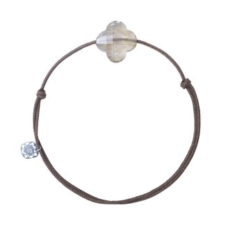 Morganne Bello Morganno Bello Armband 1015X47B150 Taupe Cord Golden Quartz Clover