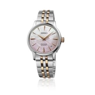 Seiko Seiko Horloge SRPM06J1 Presage Coctail Time Staal Bi-color Rose Automaat met Roze Wijzerplaat  34mm Limited Edition