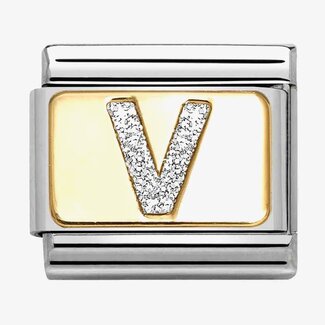 Nomination Nomination Schakel 030291-22 Composable Classic met 18k Geelgouden Glitter Letter V