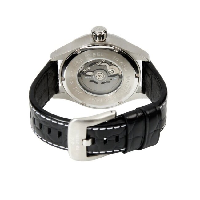 TW Steel TW Steel Horloge VS130 Skeleton Volante Staal Automaat Swiss Made met Zwart Leren Horlogeband 44mm
