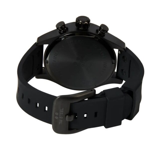 TW Steel TW Steel Horloge VS122 Staal met Zwart Coating Quartz Chronograaf met Rubberen Zwarte Horlogeband 45mm