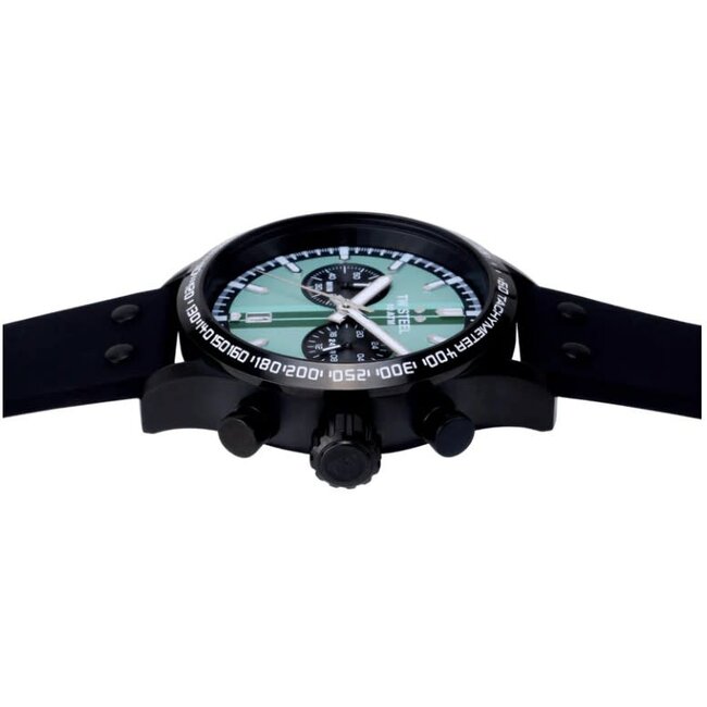 TW Steel TW Steel Horloge VS134 Volante Sport Staal met Zwarte Coating Quartz Chronograaf Mint Groene Wijzerplaat 45mm