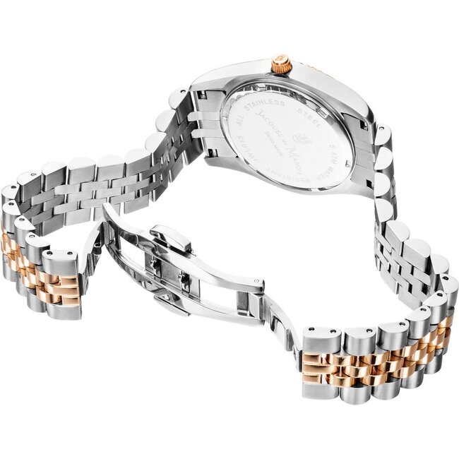 Jacques du Manoir Jacques du Manoir HorlogeJWL01202 Inspiration Staal Bicolor Rose 2 Kleuren Bruine Wijzerplaat 31mm