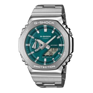 Casio G-Shock Casio G-Shock Horloge GM-2110D-3A1ER Digitaal Analoog Staal met Blauw Groene Wijzerplaat 200m Waterdicht 49mm