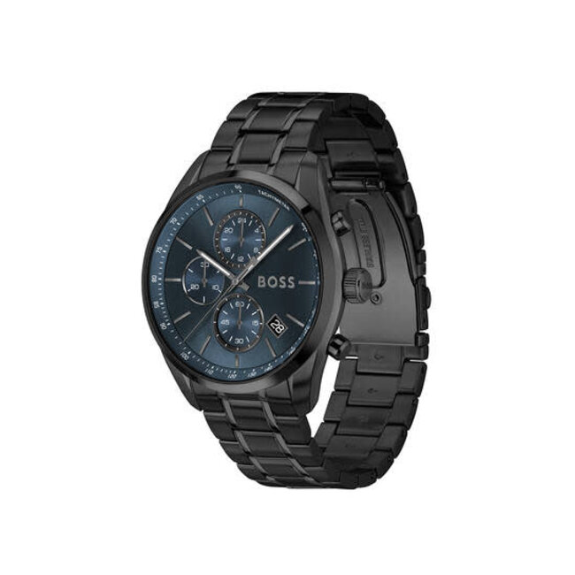 BOSS BOSS Horloge HB1514314 Grand Prix Staal met Zwarte Coating Quartz Chronograaf met Blauwe Wijzerplaat 44mm