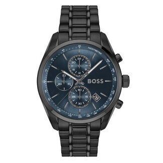 BOSS BOSS Horloge HB1514314 Grand Prix Staal met Zwarte Coating Quartz Chronograaf met Blauwe Wijzerplaat 44mm
