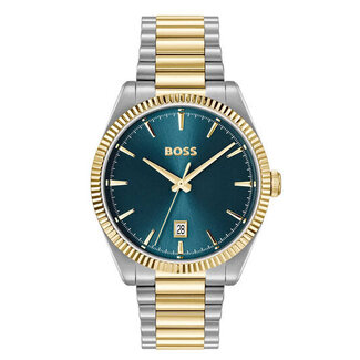 BOSS BOSS Horloge HB1514311 Cheswick Staal Bi-color Quartz met Blauwe Wijzerplaat 40mm