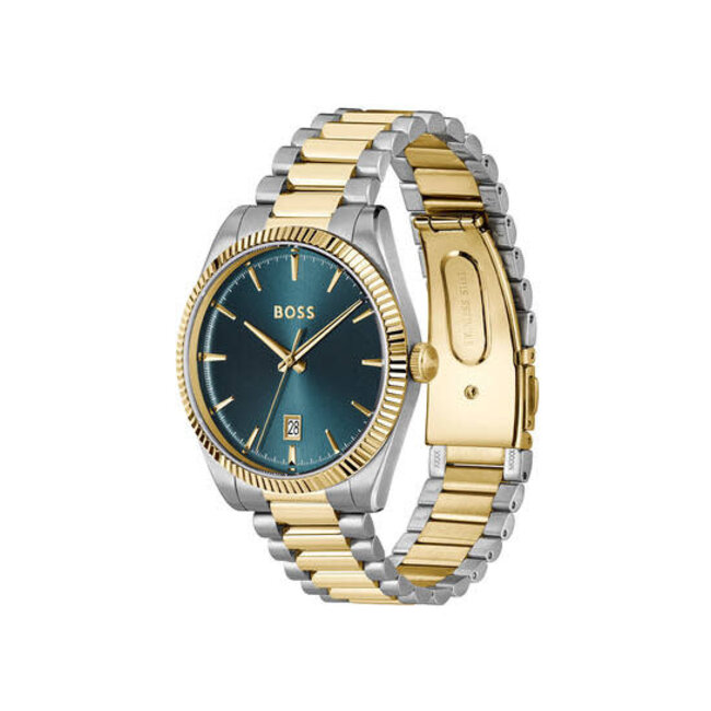 BOSS BOSS Horloge HB1514311 Cheswick Staal Bi-color Quartz met Blauwe Wijzerplaat 40mm