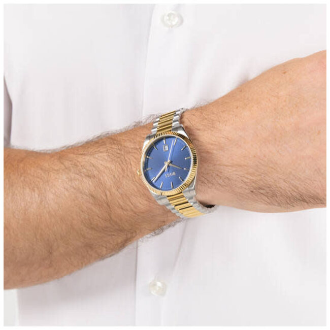 BOSS BOSS Horloge HB1514311 Cheswick Staal Bi-color Quartz met Blauwe Wijzerplaat 40mm