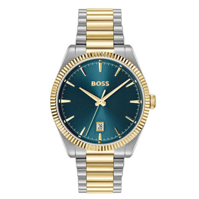 BOSS BOSS Horloge HB1514311 Cheswick Staal Bi-color Quartz met Blauwe Wijzerplaat 40mm