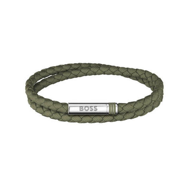BOSS BOSS Armband HBJ1580797 Ares Summer Staal met Nylon Khaki 19cm
