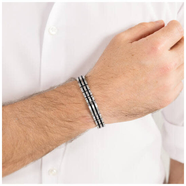 BOSS BOSS Armband HBJ1580814 Wesley Staal met Zwart 19cm