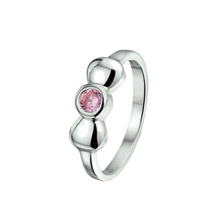 Blinckers Jewellery Huiscollectie BJ Ring 13.29392 Zilver met Strik Roze Zirkonia Maat 15