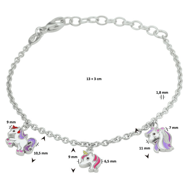 Blinckers Jewellery Huiscollectie BJ Armband 13.30339 Zilver met Eenhoorn 13+3cm