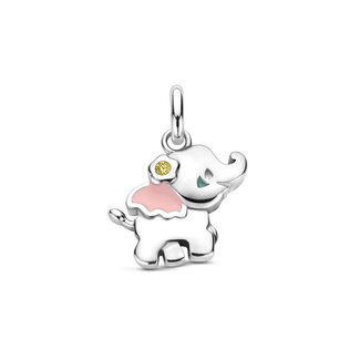 Blinckers Jewellery Huiscollectie BJ Hanger 13.41846 Zilver Emaille Olifant Zirkonia 17mm